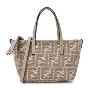 FENDI FF Jacquard Shopper Tote Shoulder Bag Brown